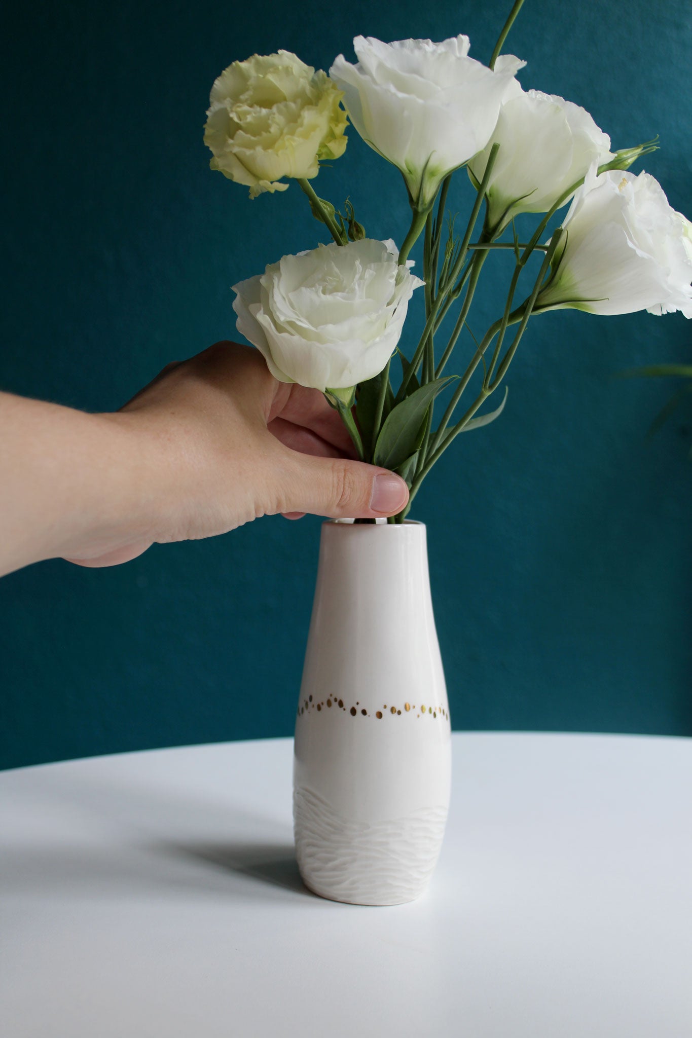 Petit Vase Cambre - Blanc/Or