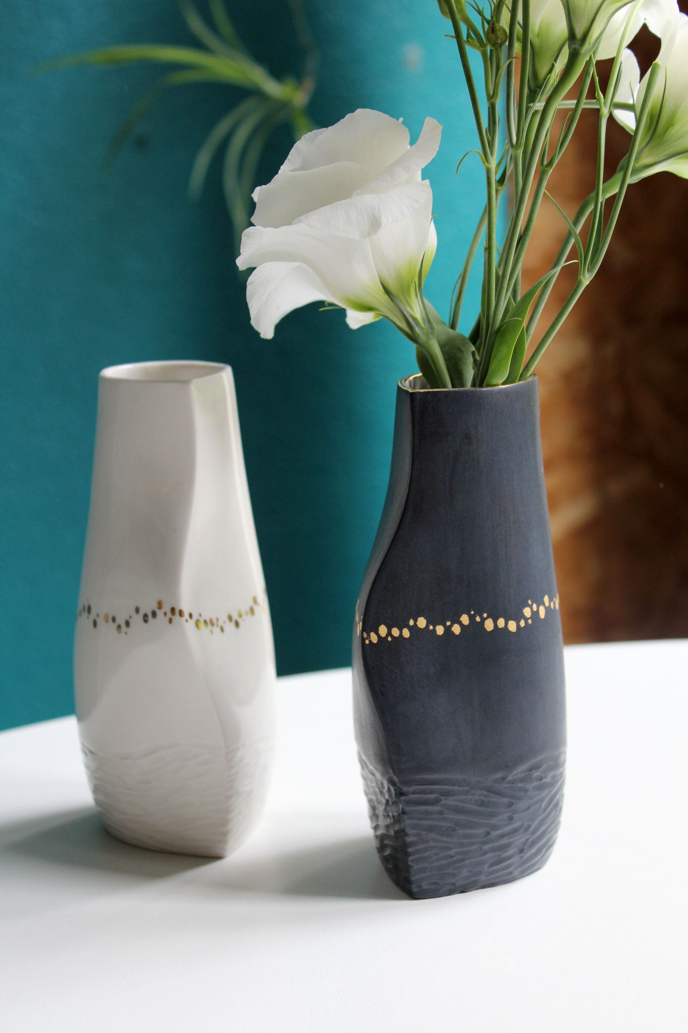 Petit Vase Cambre - Blanc/Or