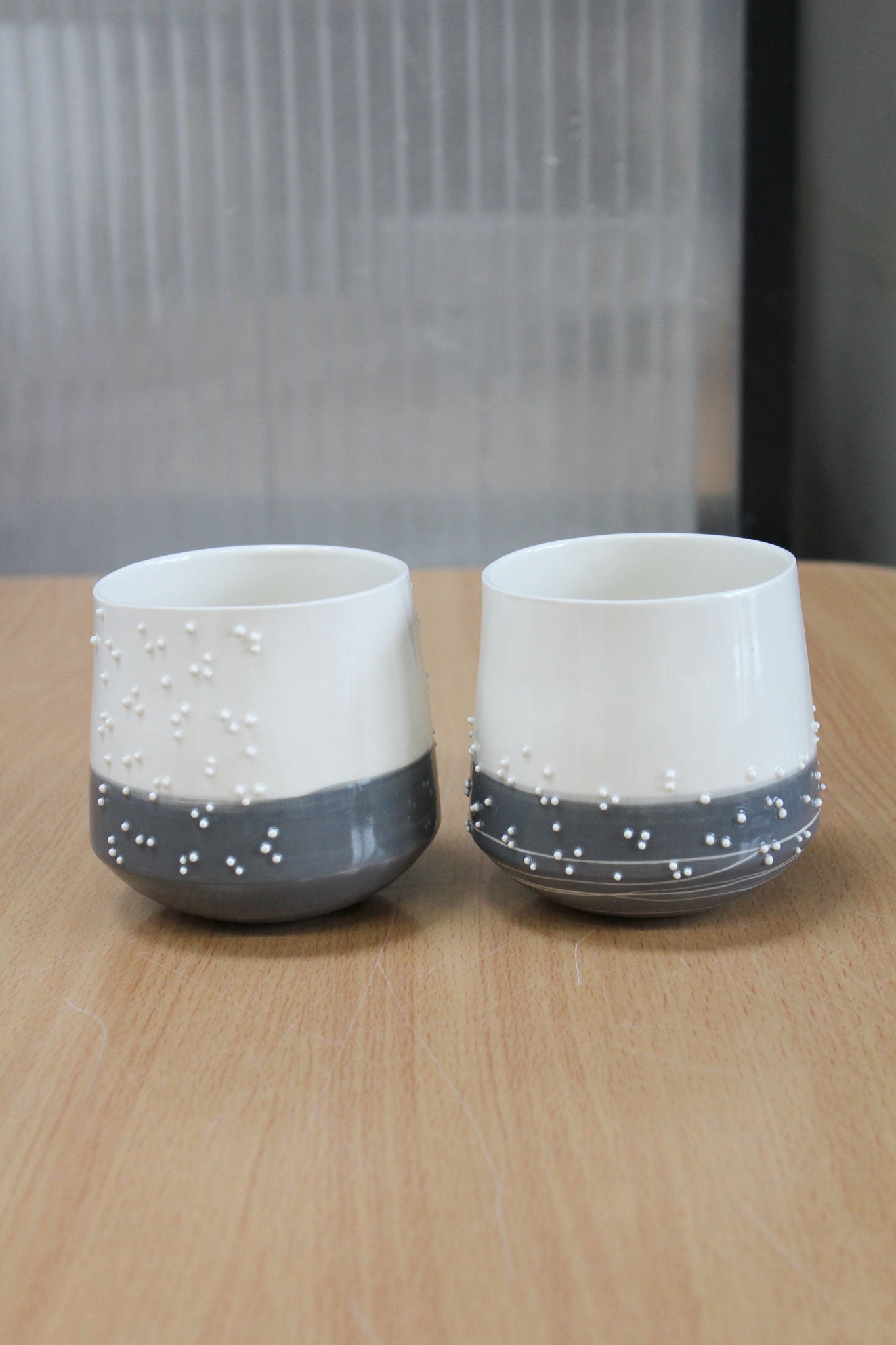 Duo tasses à thé "Célestine" grises