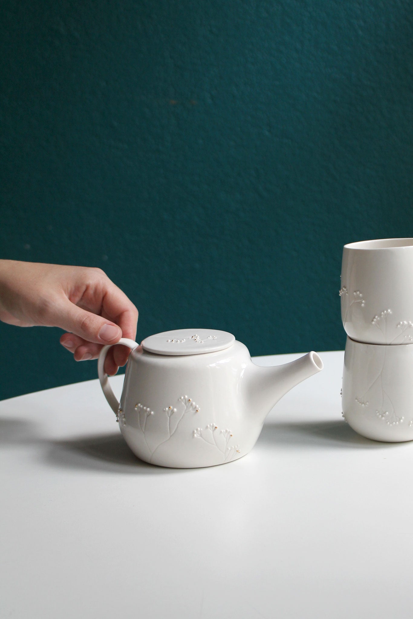 Théière - Jardin de porcelaine - Blanc
