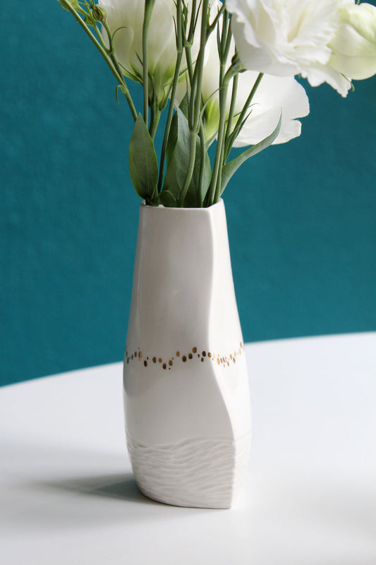 Petit Vase Cambre - Blanc/Or