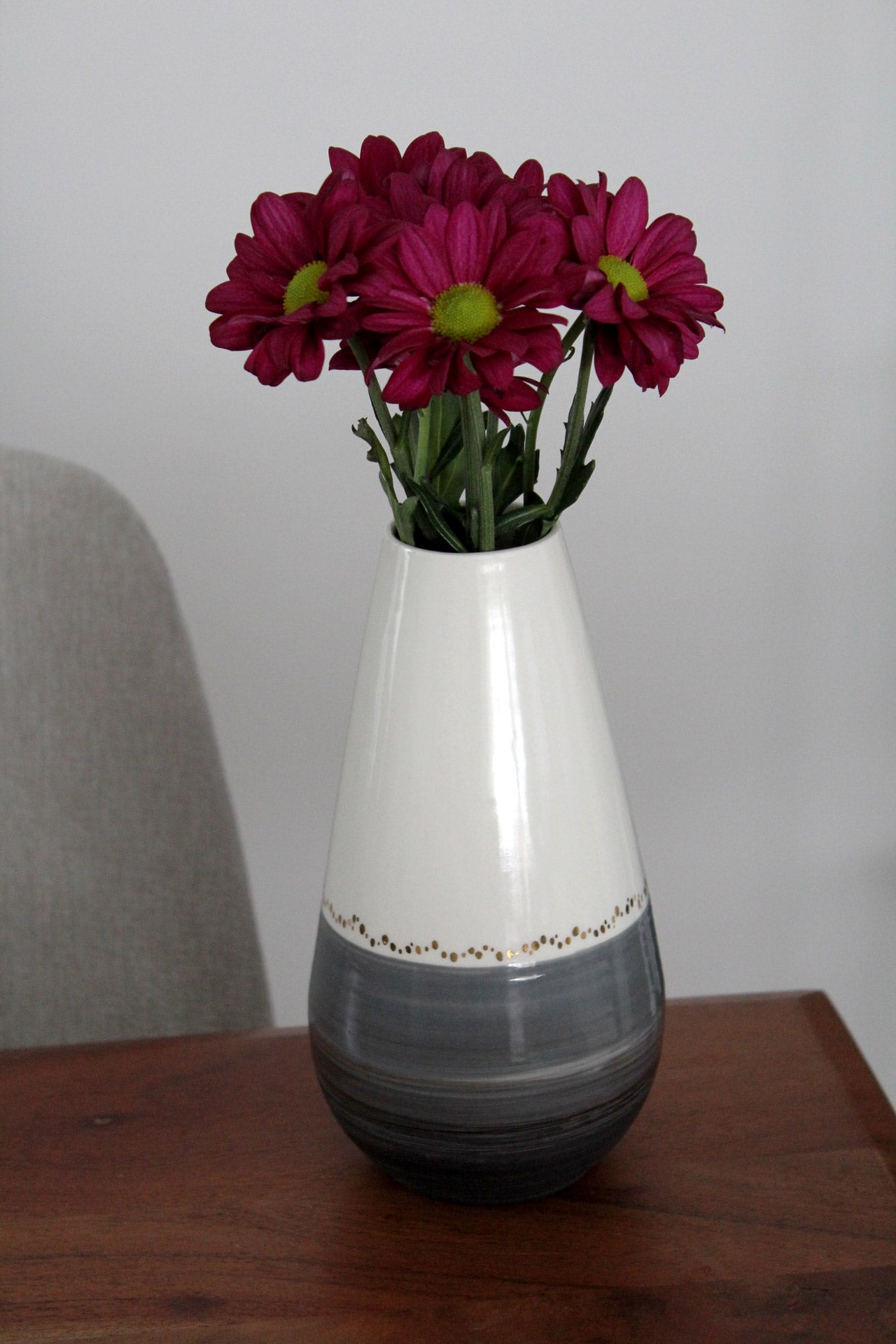 Petit Vase Goutte - Gris/Noir