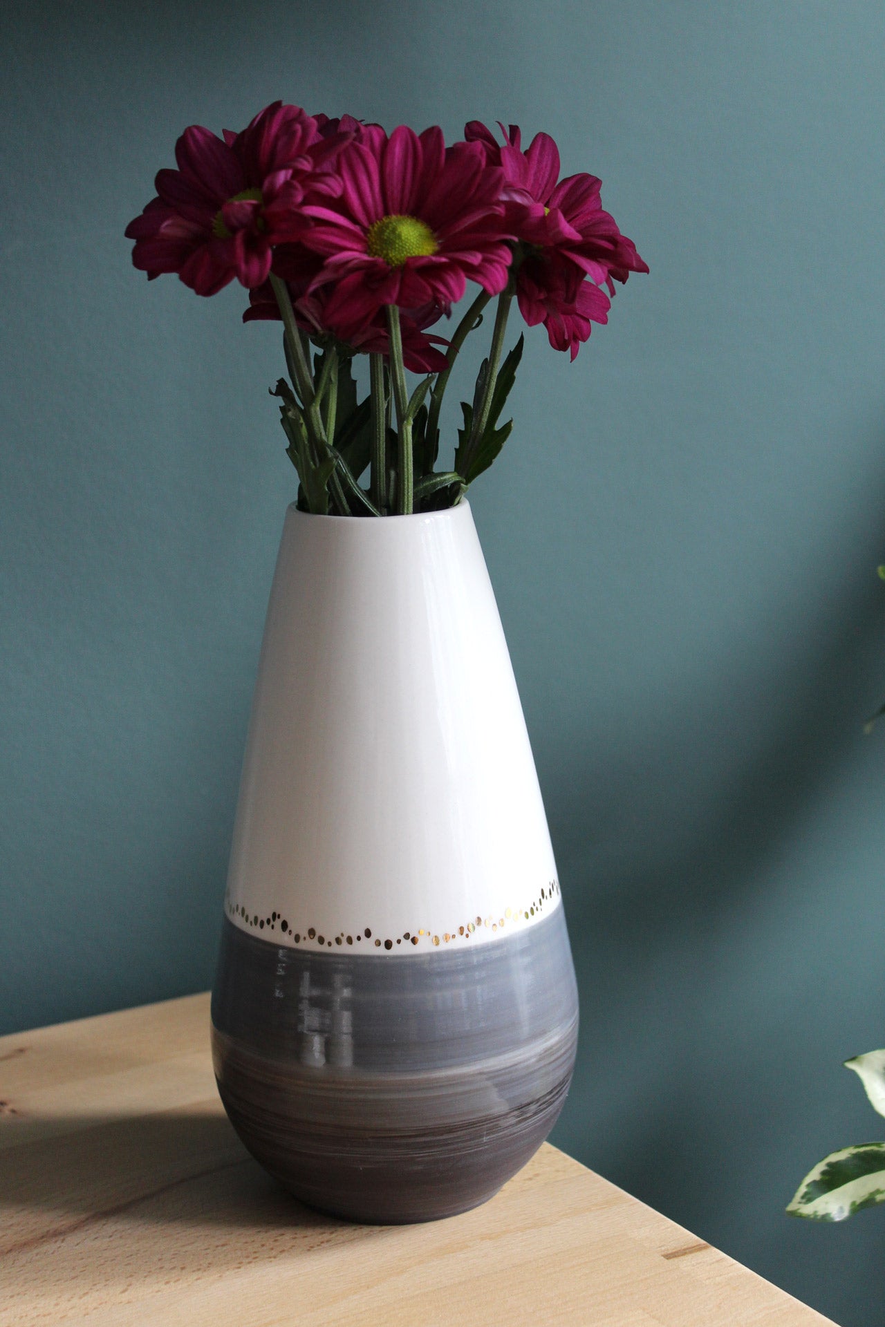 Petit Vase Goutte - Gris/Noir