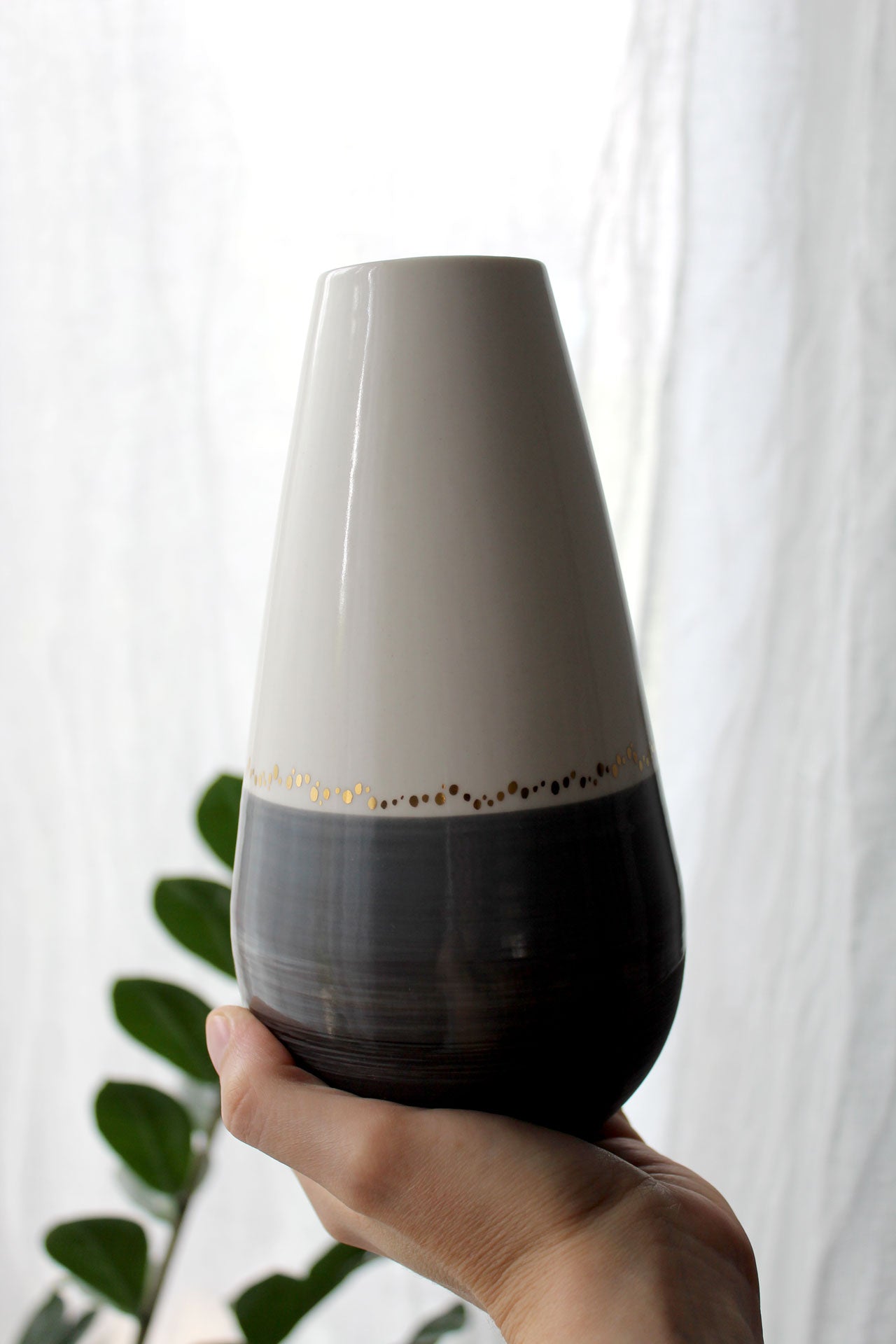 Petit Vase Goutte - Gris/Noir