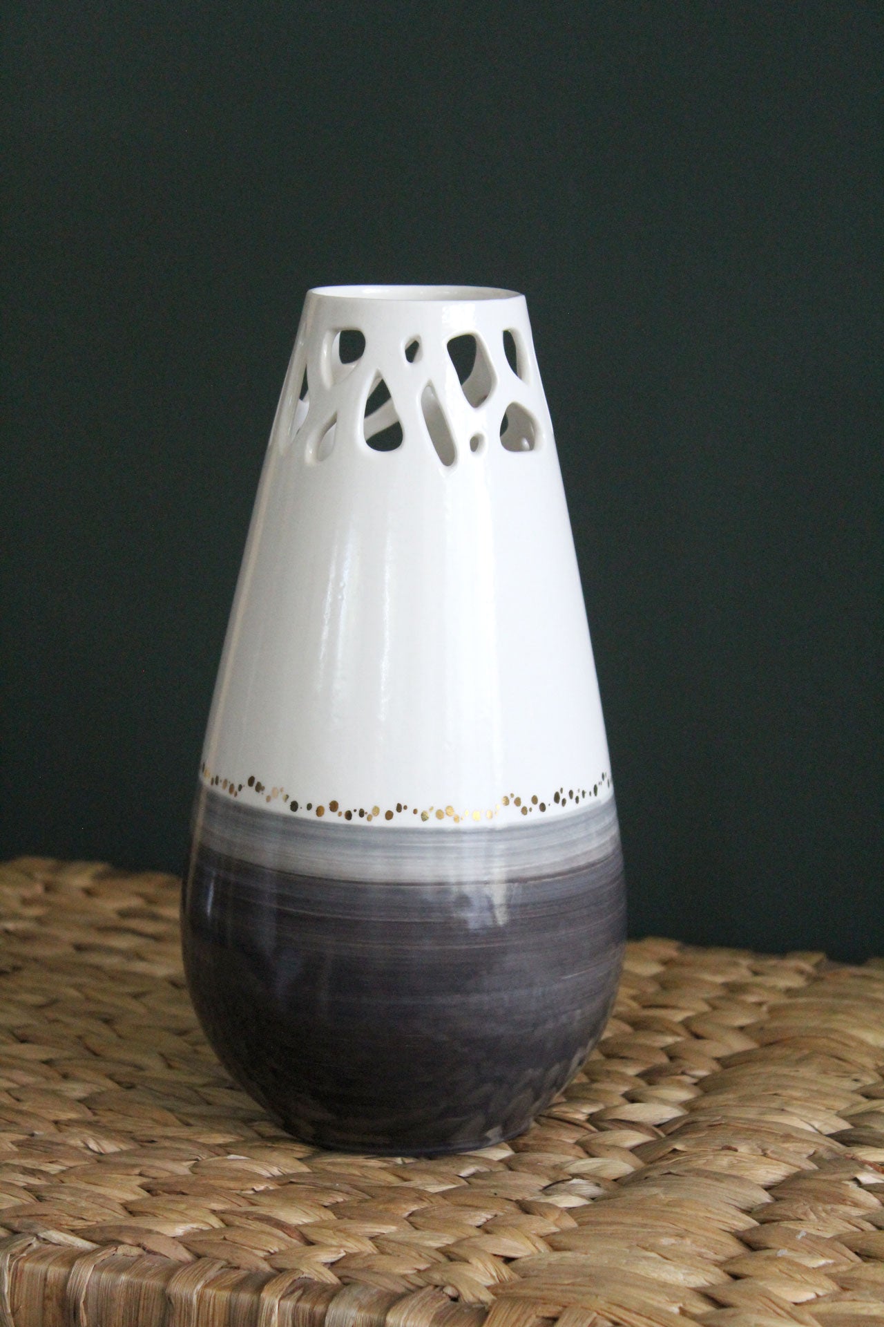 Vase Goutte - Noir/Gris/Or Ajouré